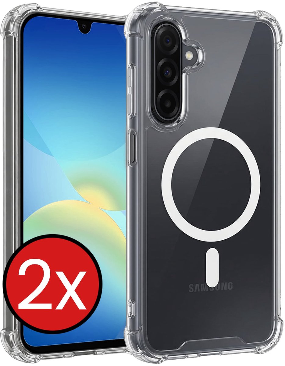 Hoesje - 2 Stuks - Geschikt voor Samsung Galaxy A26 - Magsafe Compatible - Sterk & Shockproof - Shock Proof Case - Back Cover - Telefoon Hoes - Telefoonhoes - Transparant