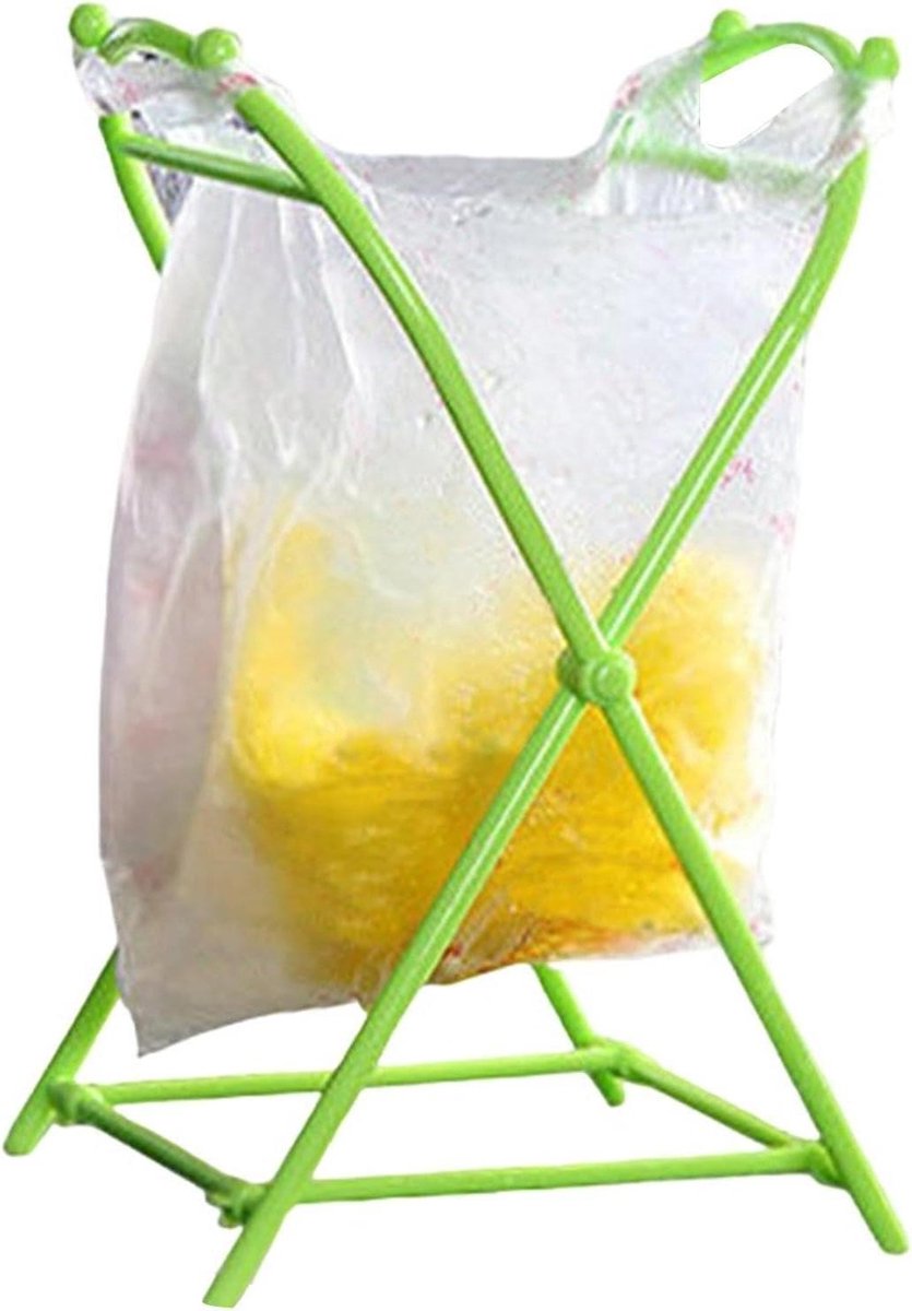 Opvouwbare Afvalzakhouder - Vuilniszak Steunframe - Keuken Organiseren - Kantelbestendig X-frame - 20 x 20 x 35 cm - Grijs