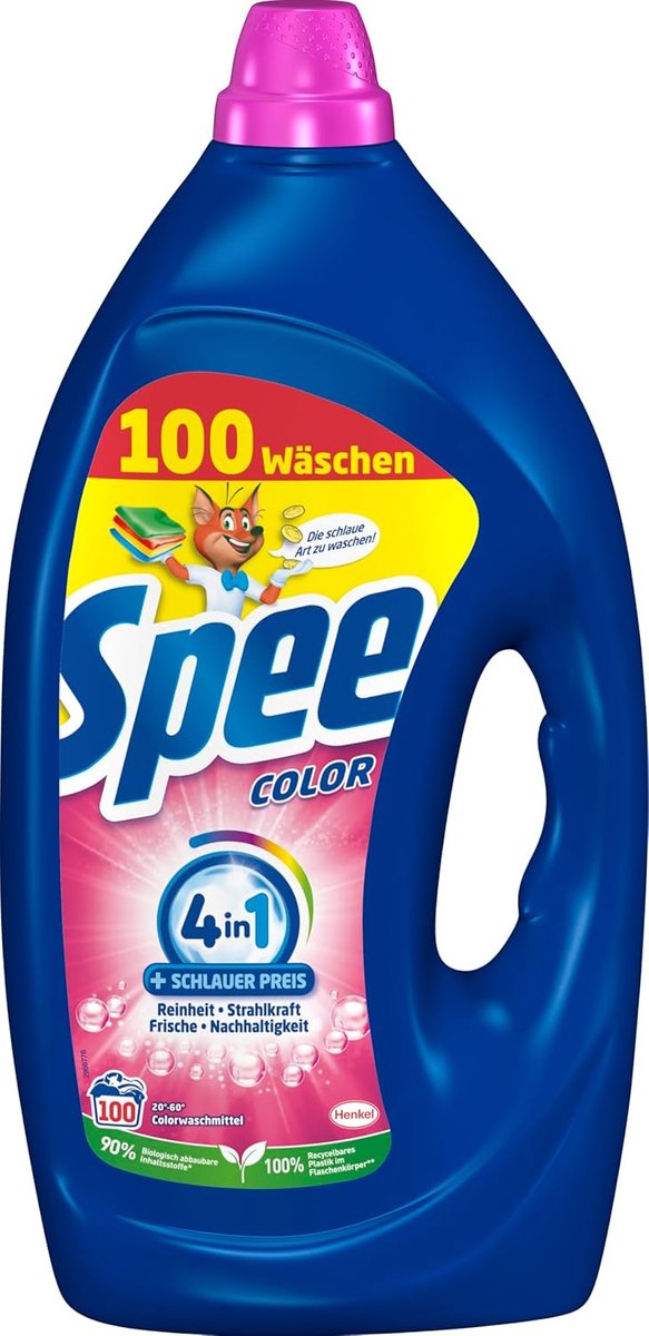 Spee - Color Vloeibaar - Wasmiddel - 4+1 Gel – 4,5 Liter – 100 Wasbeurten – Voor Gekleurde Was