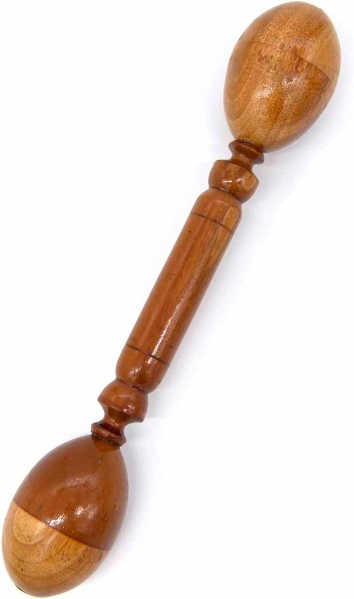 Dubbele Ei Shaker - Indonesische Rammelaar - Muziek Maken - Handgemaakt Houten Instrument - N.v.t. - Bruin