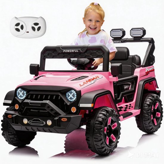 Triumpunpre - Elektrische kinderquad 12V 7Ah - 3 snelheden - 2 rijmodi - met afstandsbediening - LED-verlichting - veiligheidsgordel - Vanaf 1-8 jaar - Roze
