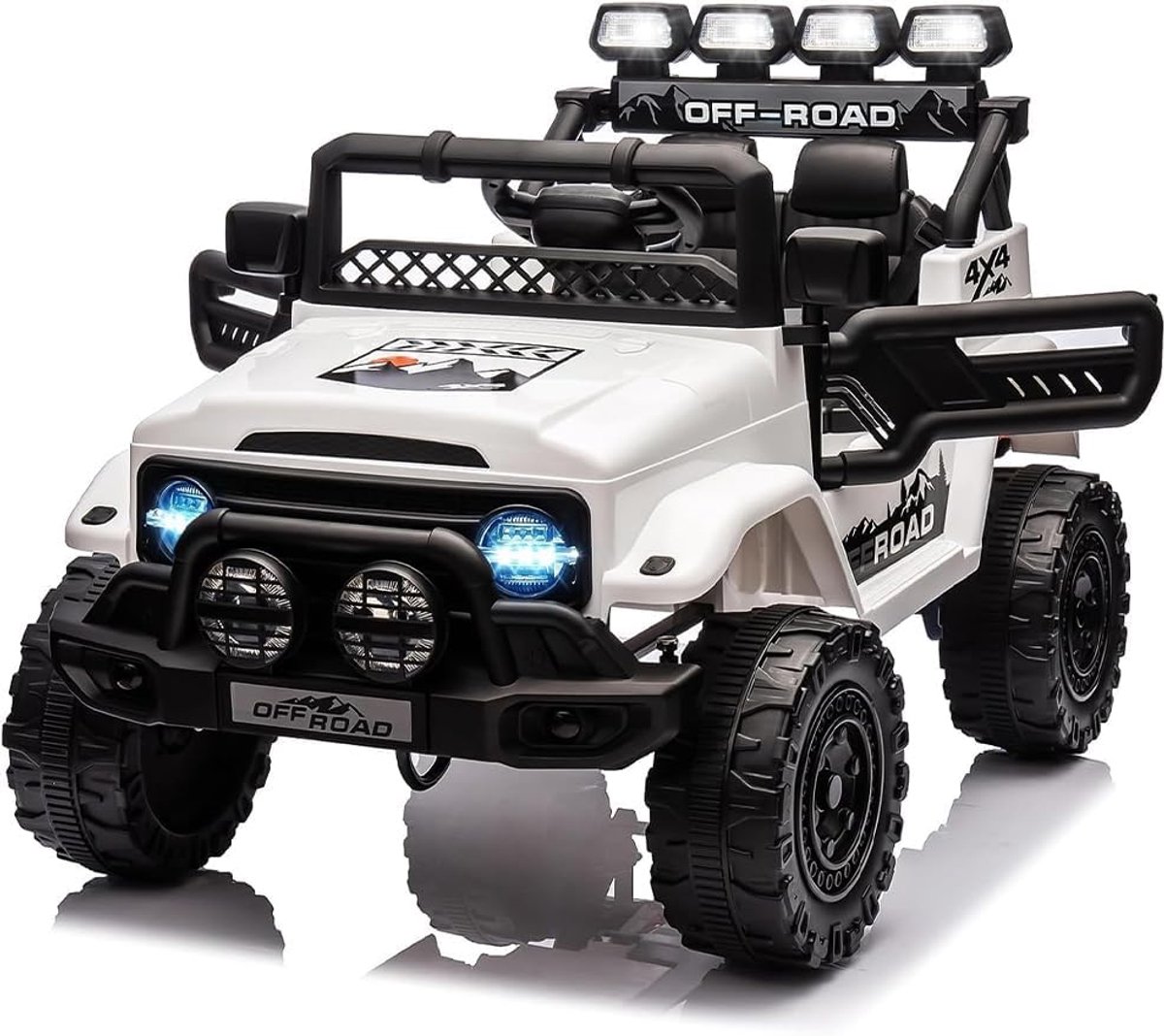 Triumpunpre - Elektrische kinderjeep 12V - met 2,4G afstandsbediening - LED Bluetooth muziek max 5 km/u - elektrische auto voor kinderen vanaf 3 jaar - Wit