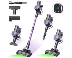 Lubluelu P2 Draadloze Steelstofzuiger 35Kpa- 5 in 1 Handstofzuiger - Zelfstaand Design - 50 Min Gebruikstijd - Verwijderbare Batterij- Anti-klit Borstel - HEPA-filter - LED-koplampen