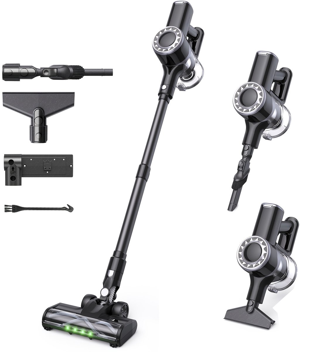 Lubluelu P2 Draadloze Steelstofzuiger 35Kpa- 5 in 1 Handstofzuiger - Zelfstaand Design - 50 Min Gebruikstijd - Verwijderbare Batterij- Anti-klit Borstel - HEPA-filter - LED-koplampen
