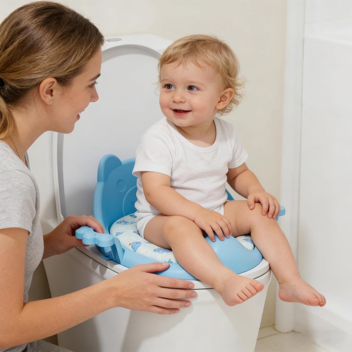 Kindertoiletbril - Potjestraining Zitting - Zindelijkheidstraining - Antislip en Gevoerd - 36 x 35 x 13 cm - Blauw