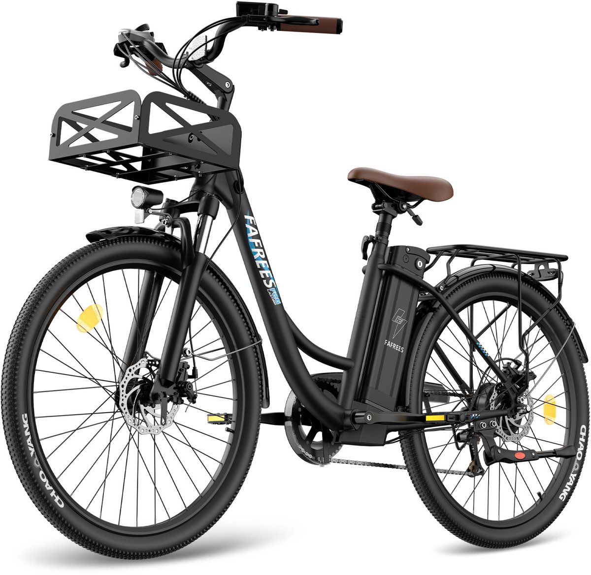 Fafrees Elektrische Fiets - 36V 25AH Accu - Actieradius Tot 120 Km- Elektrische Stadsfiets -Shimano 7 Versnellingen - LCD Display - Mechanische Schijfremmen - City Commuter E-Bike - Zwart