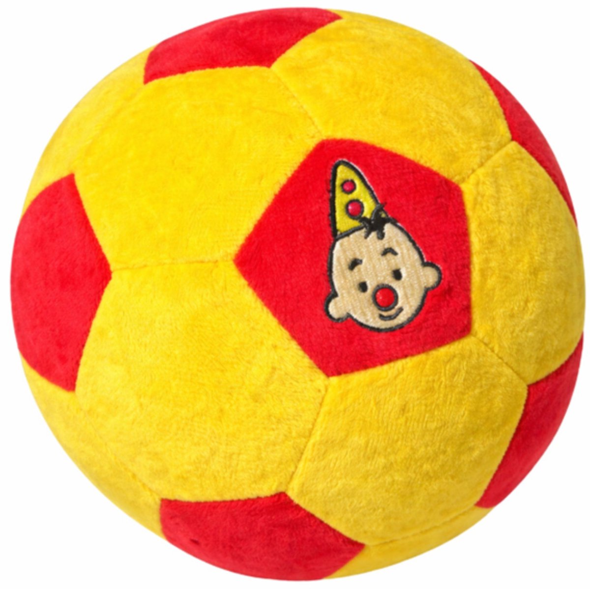 Bumba - Knuffel - Pluche voetbal - Geel/rood - Zachte stof - Vrolijke kleuren