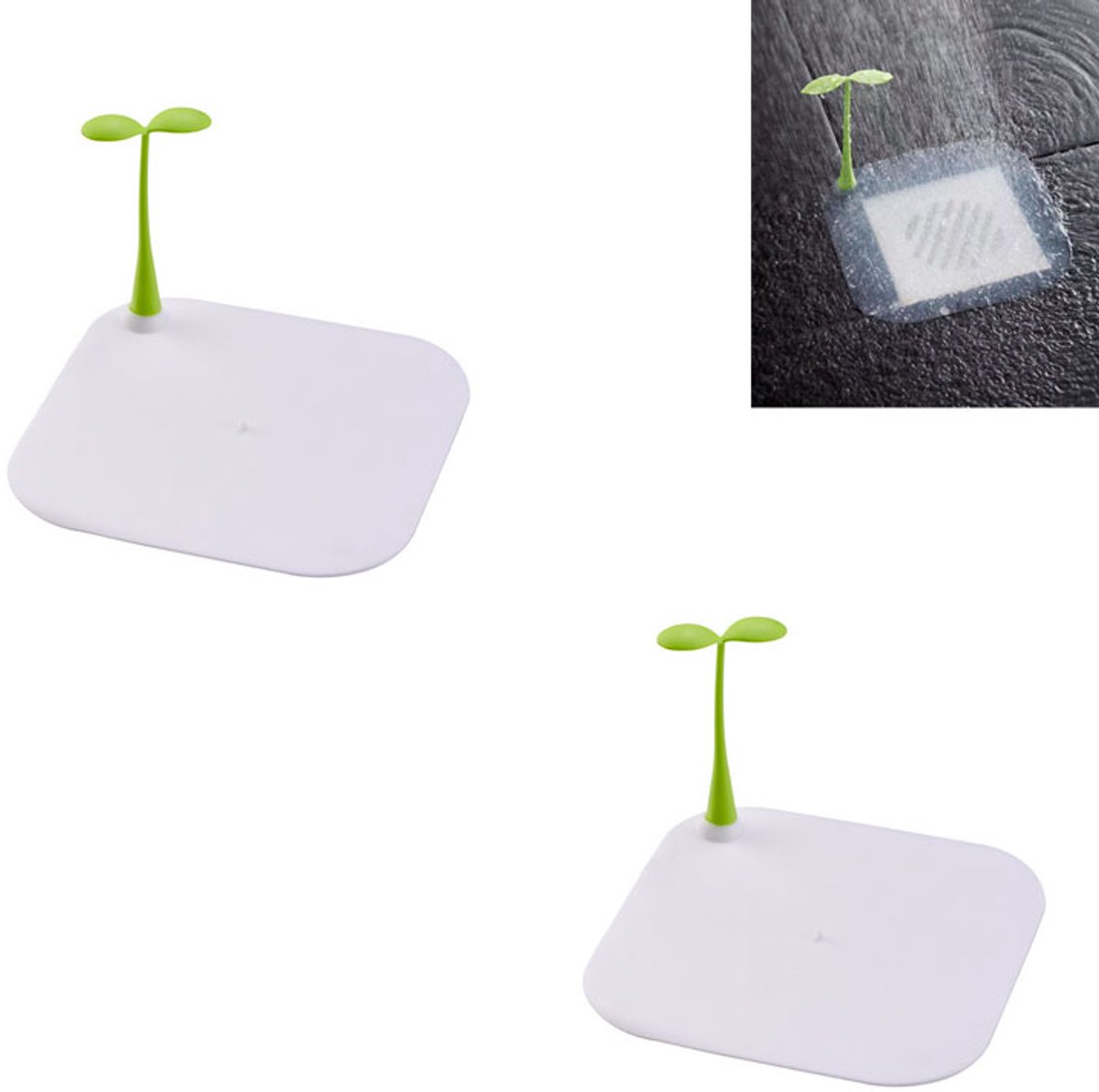 2-stuks Afvoerstop - afdekking voor gootsteenafvoer - Afvoermat voor badkamer - 15x15 cm - rubber - Geschikt voor het afdekken van afvoeren om geurtjes te voorkomen - Geschikt voor keukens, badkamers en wastafels - Wit
