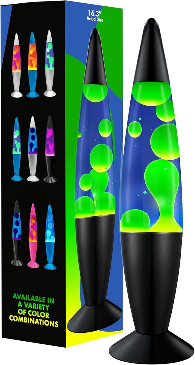 SnelShoppen - 16" Mooie Lamp - Blauw met Geel/Groene Was, Ontspannende Vloeistoflamp voor Woonkamer, Kantoor, Slaapkamer, Volwassenen, Tieners, Kinder