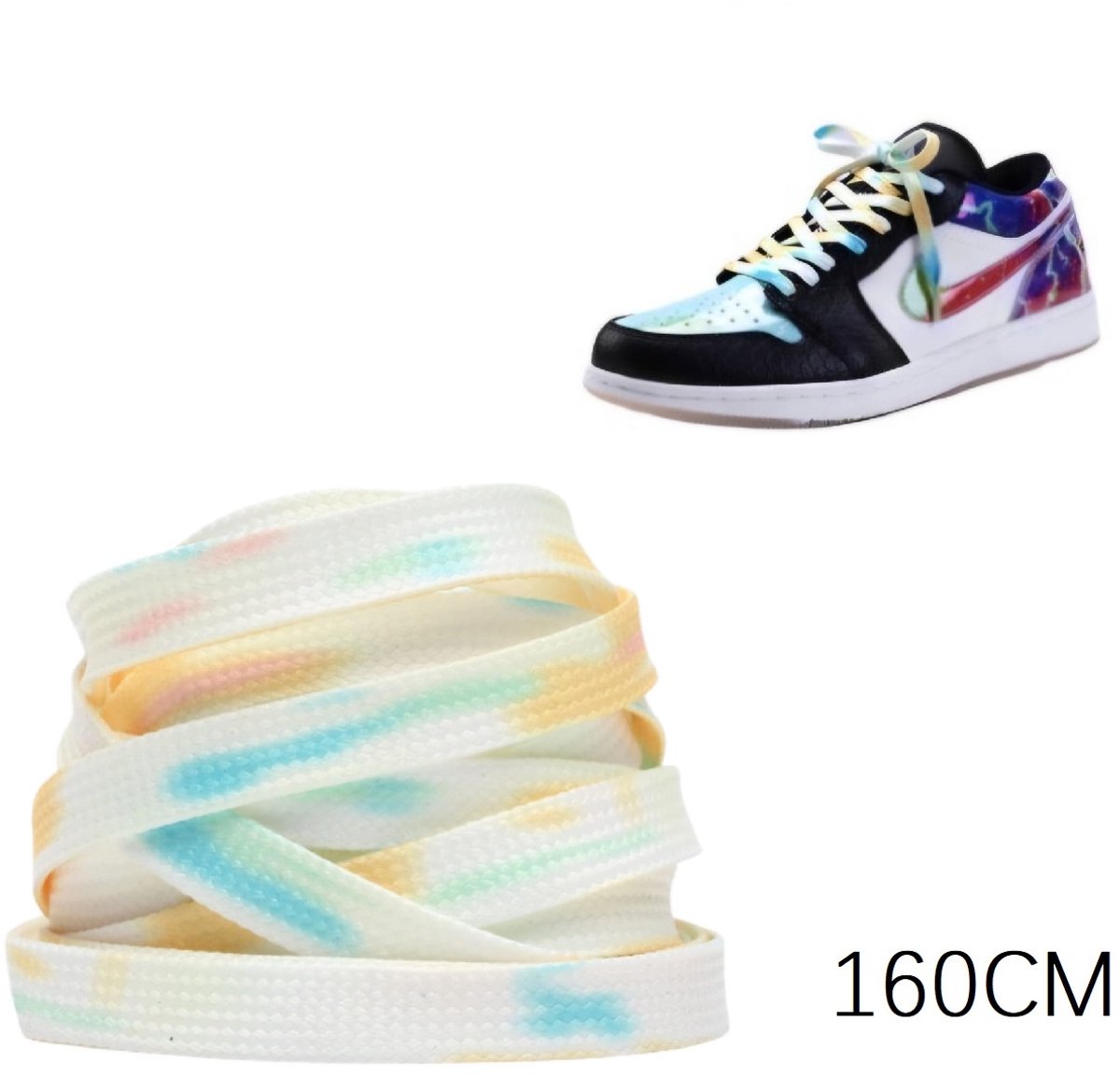 Kleurrijke platte schoenveters wit geel blauw -breedte 8MM- 160cm- Outdoor/ sport schoenen veters- Sneakers schoenen Unisex- kinderen- tieners- volwassenen