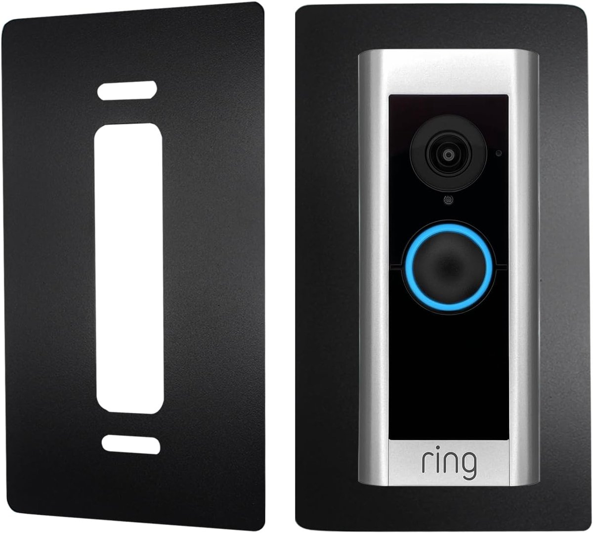 SnelShoppen - RVS Afdekstrip voor Ring Video Deurbellen Pro Kabel/Video Deurbellen Pro1 2 - Stevige Houder en Accessoire Bladen voor Deurbel (Zwart)