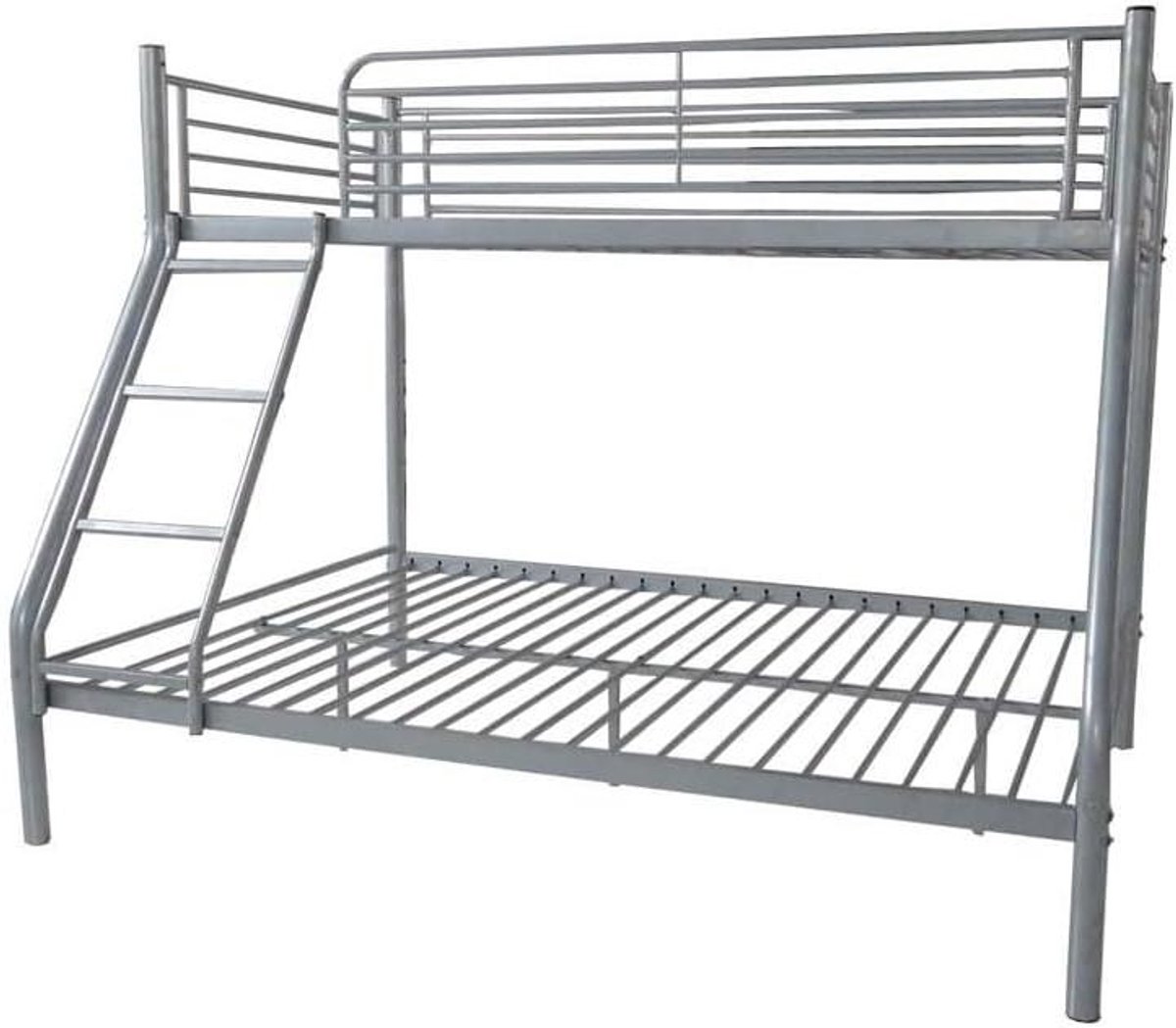 Stapelbed - Tweepersoonsbed - Kinderkamer Inrichten - Met Valbeveiliging - 140x190 en 90x190 cm - Zilver