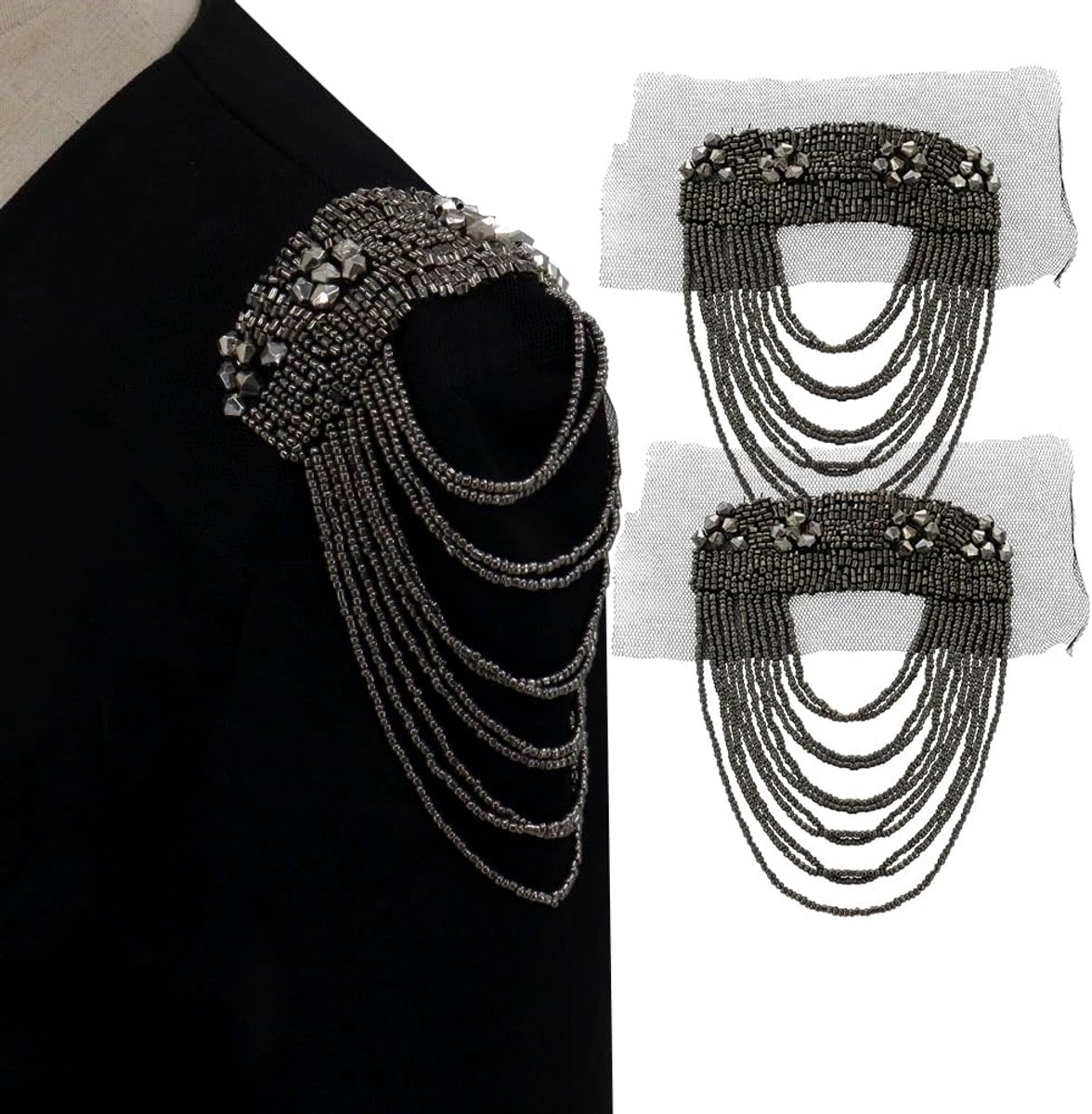 Epaulet Kpop Beading Fringe Tassel Stage Performance Kostuum Jas Schouderbadges Epauletten Craft Spikes Broches 2 stuks