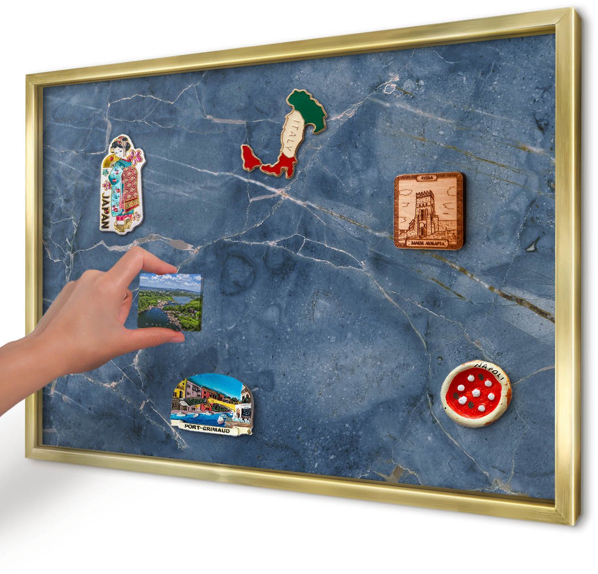 Artprintcave Marine Magneetbord mit Gouden Frame - 60x40 cm - Marmeren Elegantie Notitiebord - Modern Magneetbord Voor Foto's - Texturen