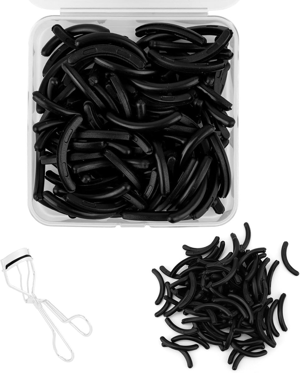 SnelShoppen - 100 Stuks Vervangpads Voor Wimperkruller, Rubber Wimperkruller Kussens Voor Verbeterde Krul En Comfort (Zwart)