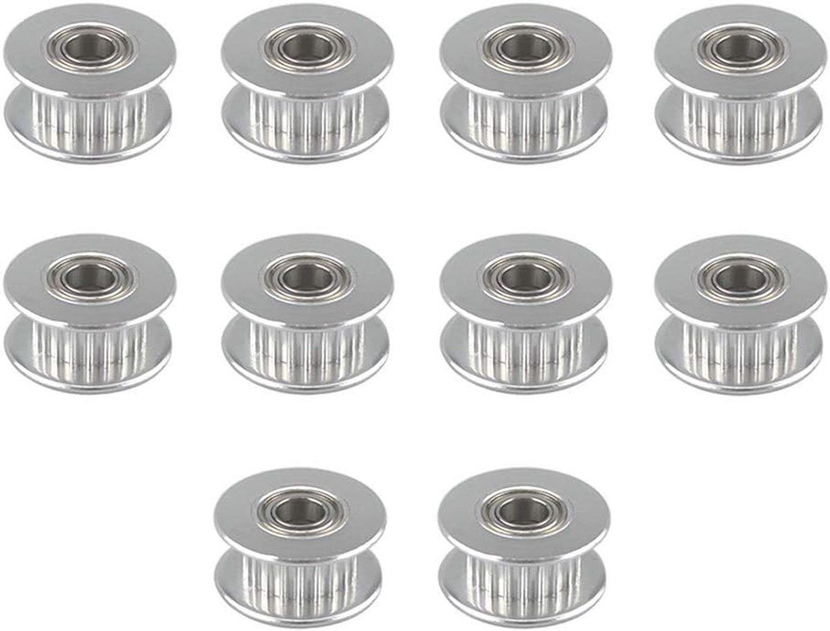 10 stuks Premium Aluminium GT2 Idler Pulley voor 3D-printers - 20 tanden en 5 mm binnenboring