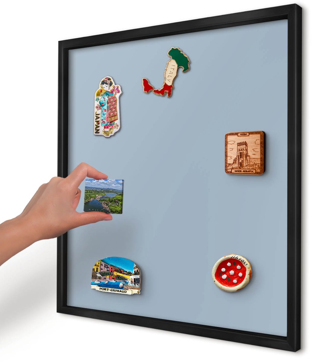 Artprintcave Blauw Magneetbord mit Zwart Frame - 50x50 cm - Pastelblauw Magnetisch Bord - Minimalist Wandbord Magnetisch - Achtergronden En Patronen