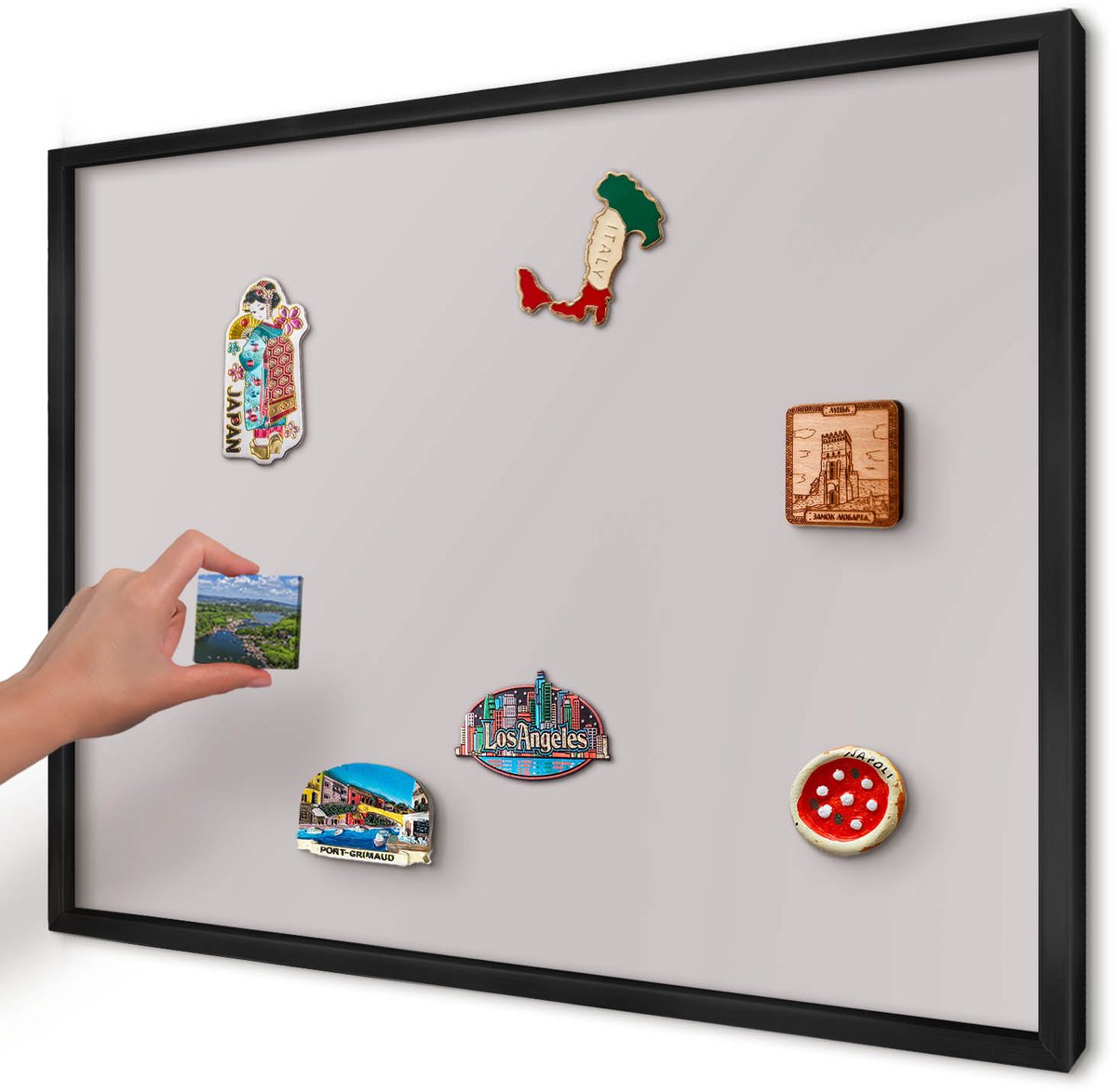 Artprintcave Roze Magneetbord mit Zwart Frame - 70x50 cm - Asgrijs Magnetisch Bord - Minimalist Memobord Keuken - Achtergronden En Patronen