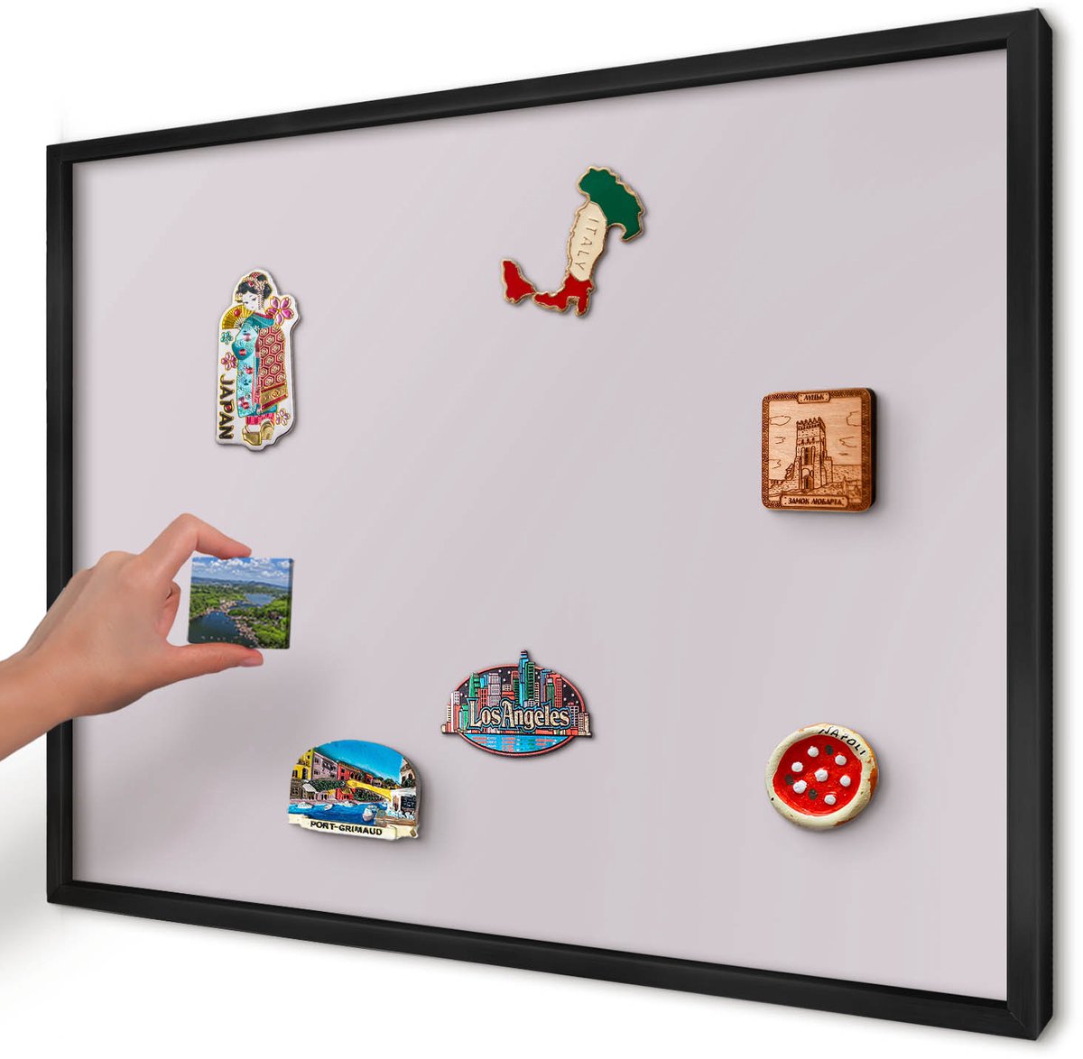 Artprintcave Paars Magneetbord mit Zwart Frame - 70x50 cm - Licht Lila Bord Voor Magneten - Minimalist Magneetbord Voor Foto's - Achtergronden En Patronen