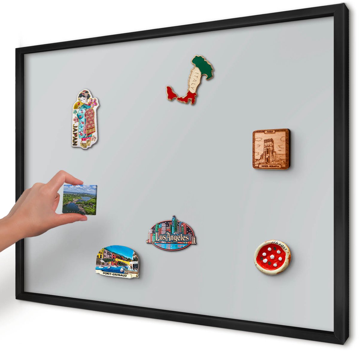 Artprintcave Grijs Magneetbord mit Zwart Frame - 70x50 cm - Lichtgrijs Magneet Bord mit Frame - Minimalist Bord Voor Magneten - Achtergronden En Patronen