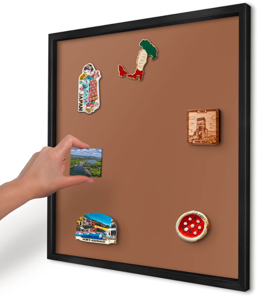 Artprintcave Bruin Magneetbord mit Zwart Frame - 50x50 cm - Donkeroranje Magneetbord Voor Keuken - Minimalist Bord Voor Magneten - Achtergronden En Patronen