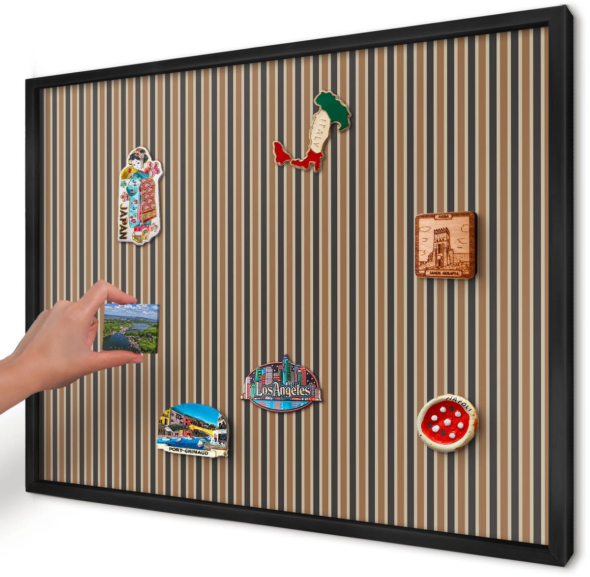 Artprintcave Bruin Magneetbord mit Zwart Frame - 70x50 cm - Geometrisch Patroon Magneetbord Voor Foto's - Geometrische Wandbord Magnetisch - Geometrische