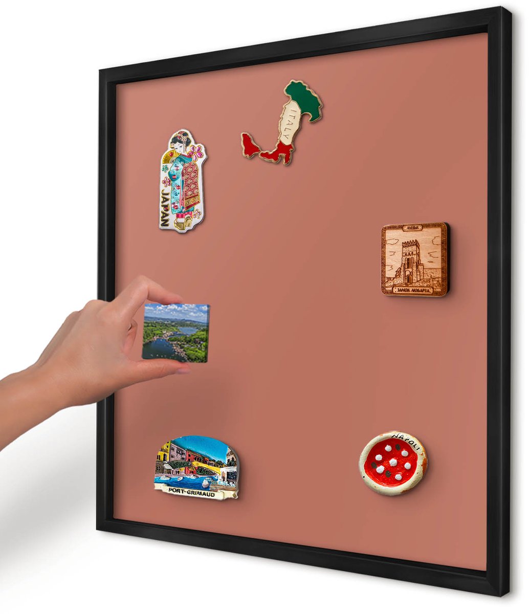 Artprintcave Oranje Magneetbord mit Zwart Frame - 50x50 cm - Baksteenkleur Magnetisch Bord Voor Magneten - Minimalist Magneet Bord mit Frame - Achtergronden En Patronen