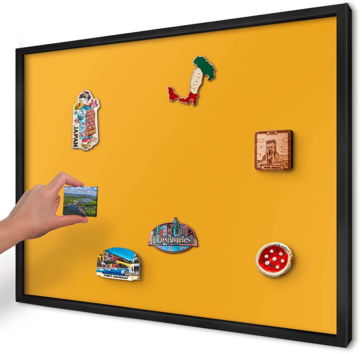 Artprintcave Oranje Magneetbord mit Zwart Frame - 70x50 cm - Levendig Oranje Wandbord Magnetisch - Minimalist Notitiebord - Achtergronden En Patronen