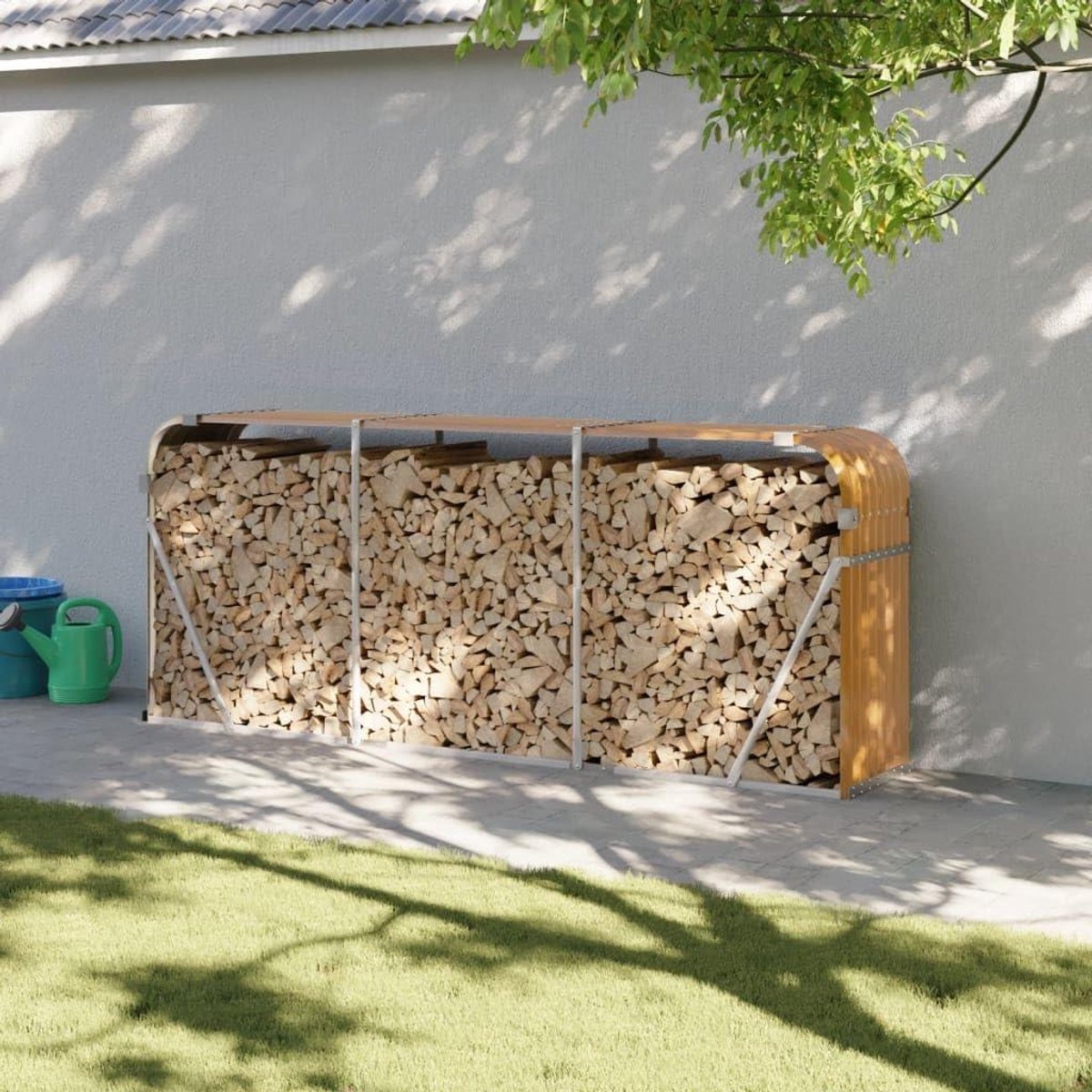 Brandhoutrek - Houthouder Houtopslag - Droog Hout Opslaan - Met Wandbevestiging - 80 x 45 x 190 cm - Houtlook