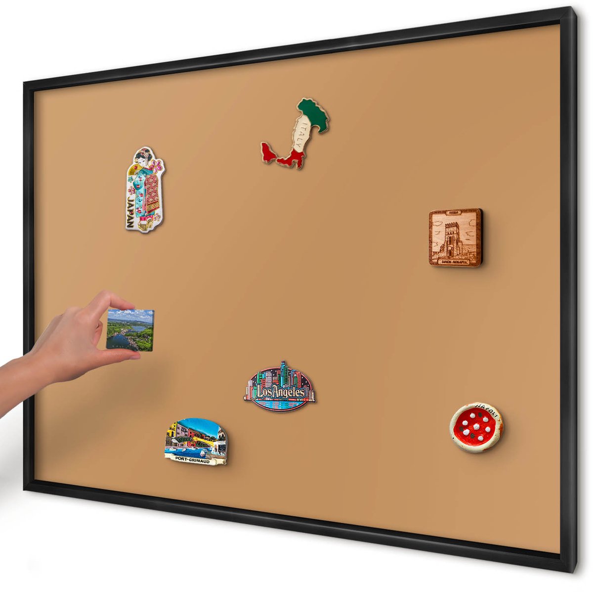 Artprintcave Oranje Magneetbord mit Zwart Frame - 100x70 cm - Doffe Oranje Magnetisch Bord - Minimalist Notitiebord - Achtergronden En Patronen