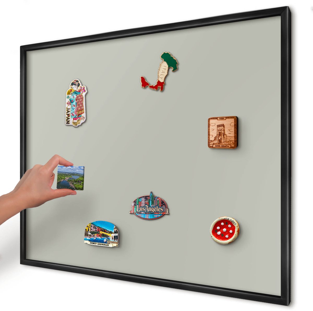 Artprintcave Grijs Magneetbord mit Zwart Frame - 80x60 cm - Warmgrijs Magnetische Organizer - Minimalist Magneet Bord mit Frame - Achtergronden En Patronen