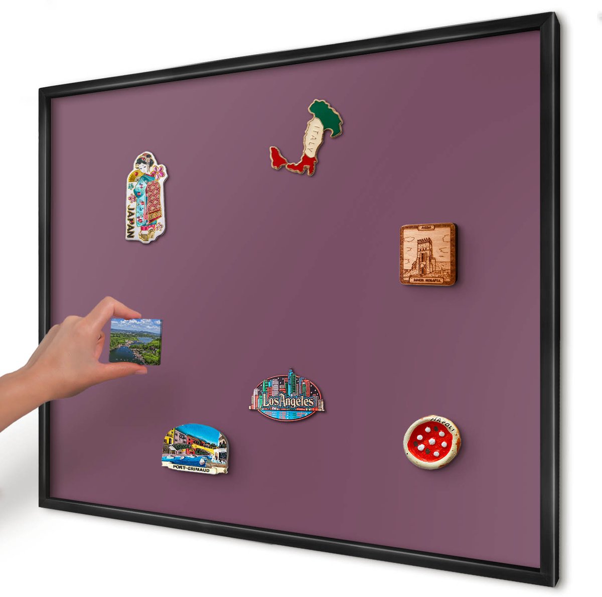 Artprintcave Bordeaux Magneetbord mit Zwart Frame - 80x60 cm - Paarse Kleur Magnetisch Bord Voor Magneten - Minimalist Wandbord Magnetisch - Achtergronden En Patronen