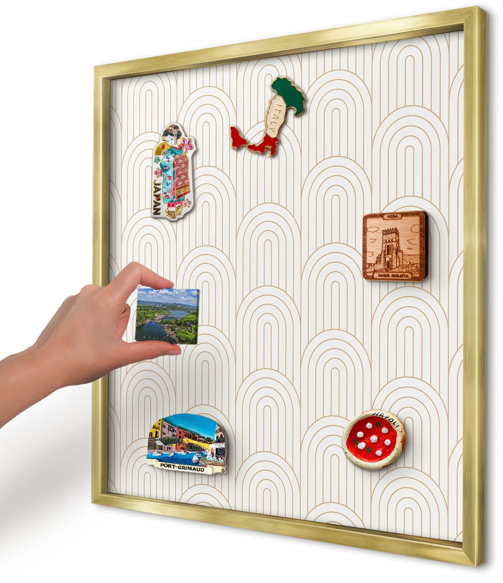 Artprintcave Beige Magneetbord mit Gouden Frame - 50x50 cm - Artistieke Bogen Magnetisch Bord Voor Magneten - Geometrische Wandbord Magnetisch - Achtergronden En Patronen