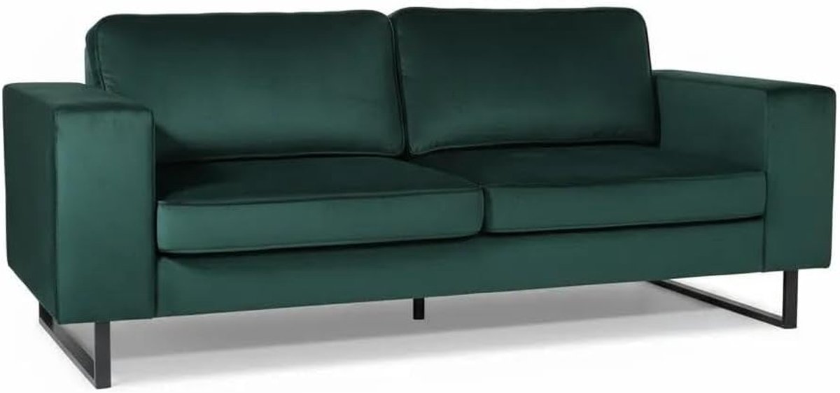 Bank 2.5-zits - donkergroene velvet stof - makkelijk te monteren - stijlvol en comfortabel - ShopVlot