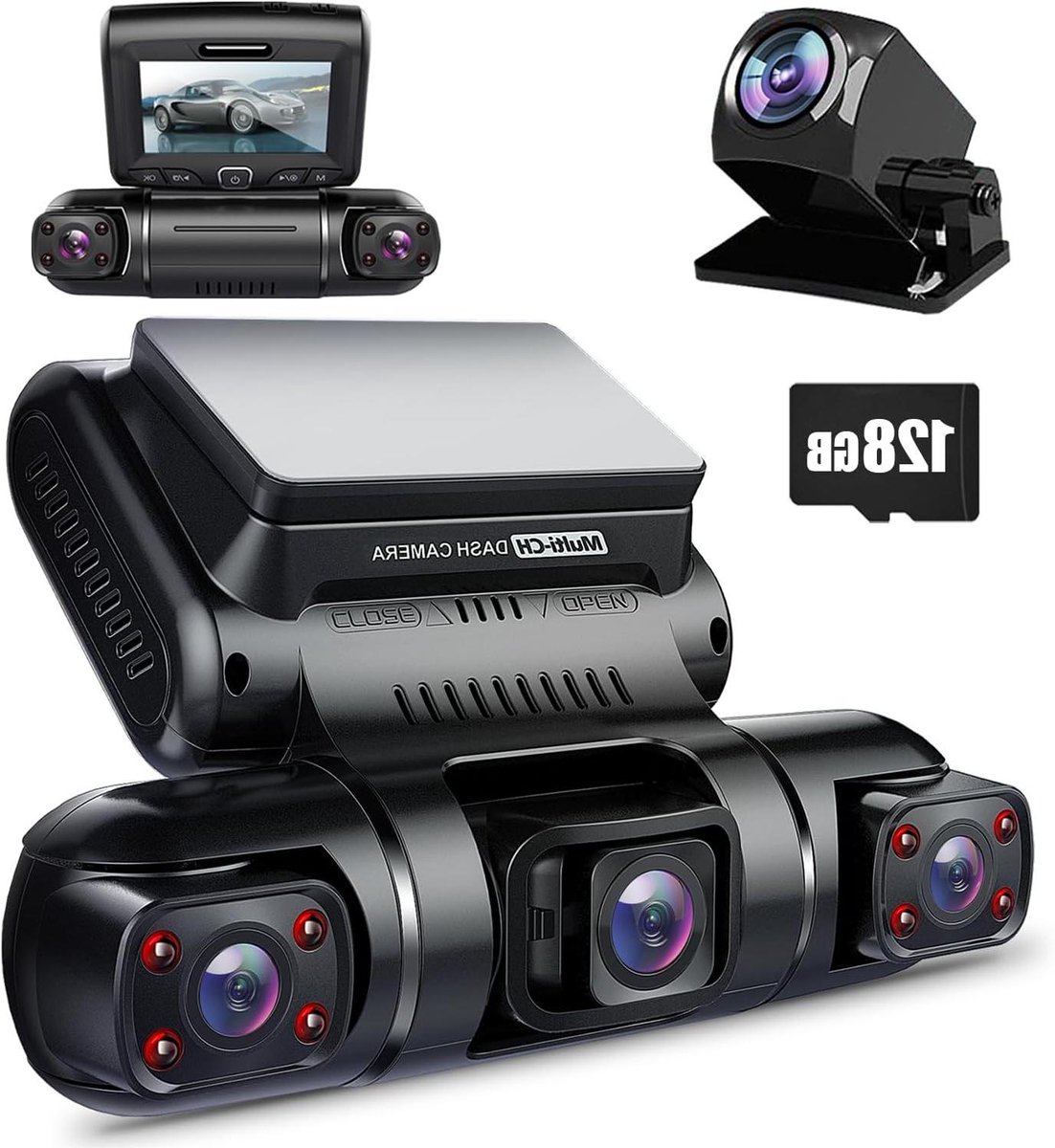 4-kanaals Dashcam - Auto Camera - Veilige Rit - Ingebouwde GPS - FHD 1080P - Zwart