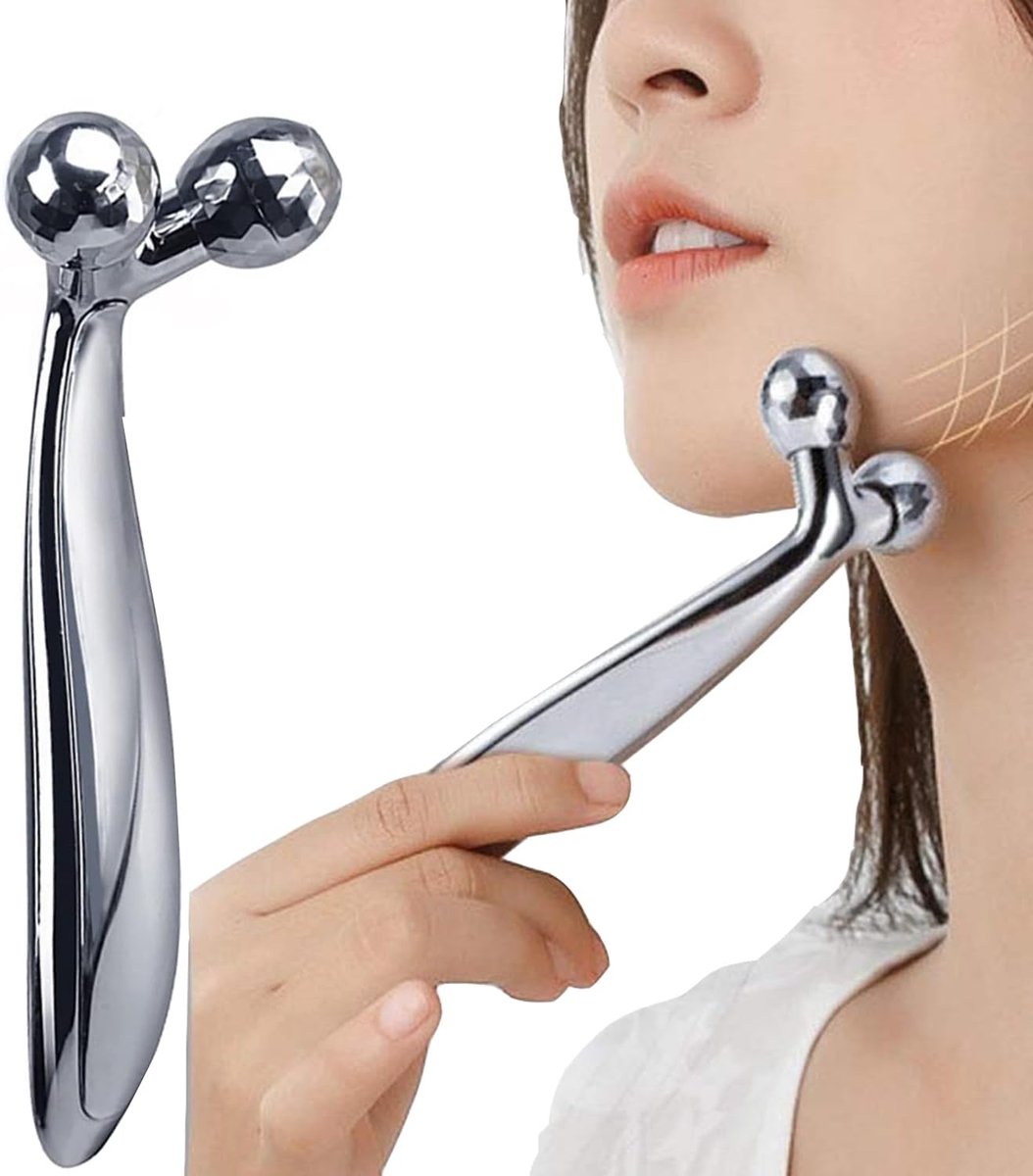 3D gezichtsmassager met 360° roterende roller - ABS en roestvrij staal - anti-rimpel en huidverzorging - ShopVlot