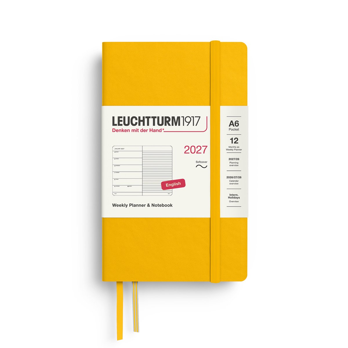 Leuchtturm1917 - 2027 - Zak Agenda en Notitieboek - A6 Pocket 9x15cm - sunflower - softcover