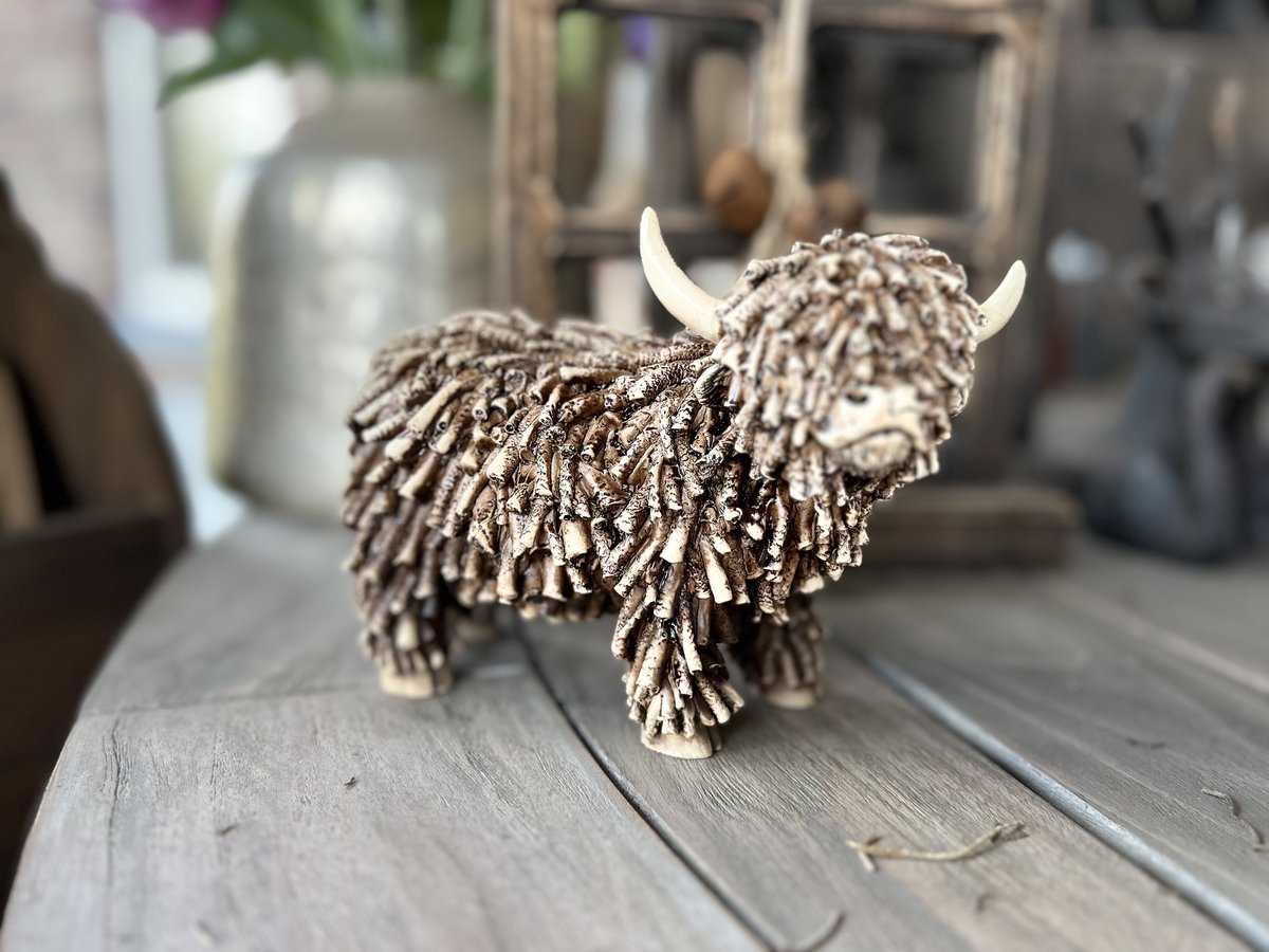 Creaties van hier – met houten hartje - Schotse Hooglander M - 13,5x18 cm