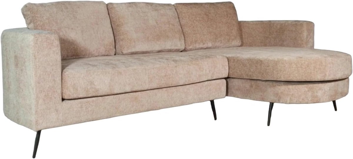 Hoekbank rond ontwerp Nox 250 cm - taupe chenille - met curve - gemakkelijk in elkaar te zetten - ShopVlot