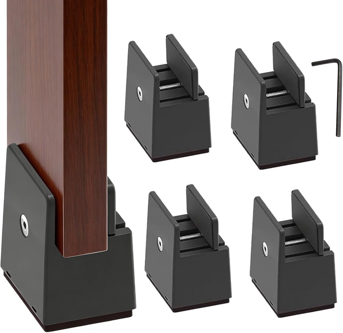 Meubelverhoger 4 Stuks 2 Inch - Verstelbaar - Zwart - Verhoogt meubels tot 500 kg - ShopVlot
