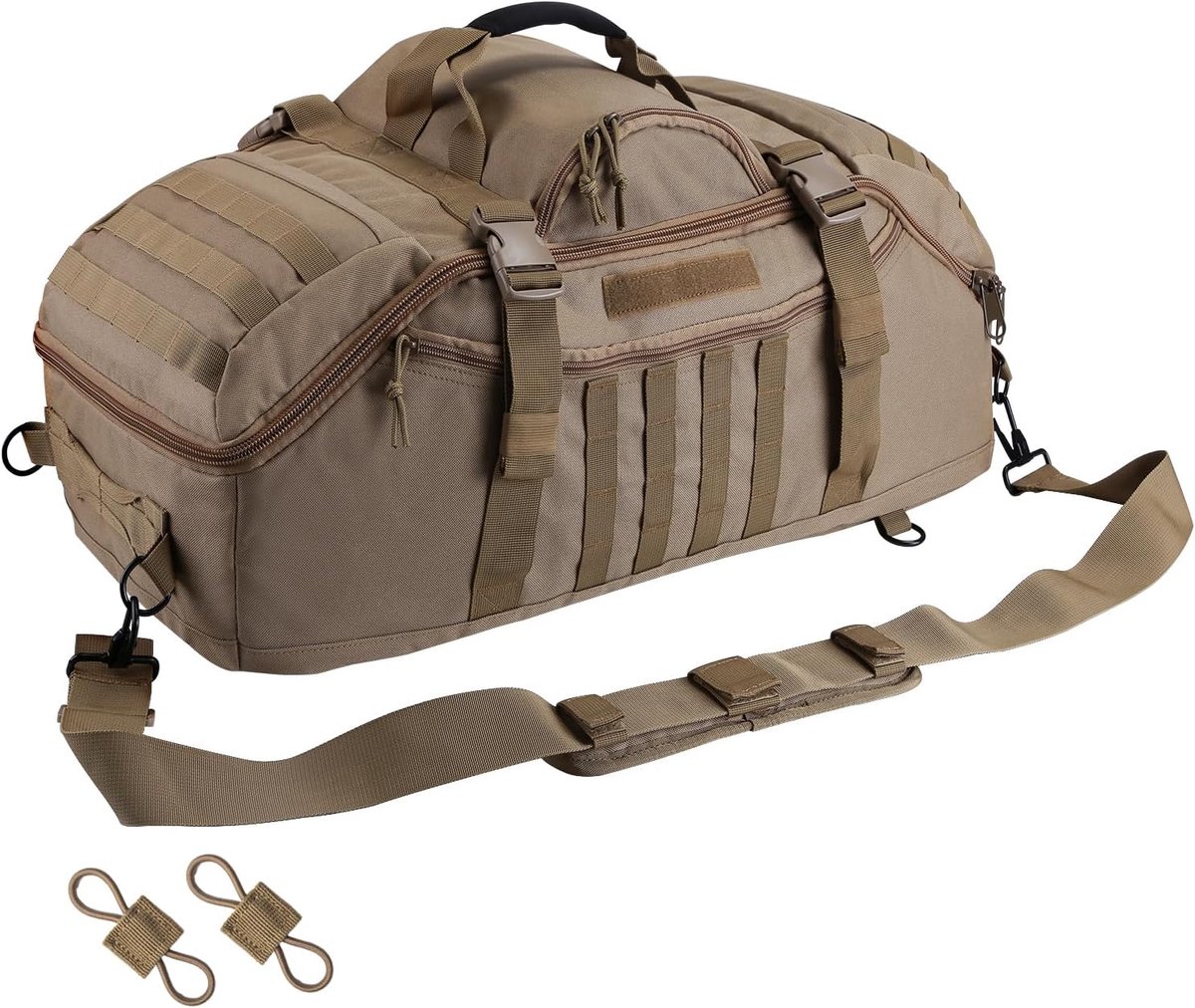 Tactical Grote plunjezak, 3-in-1 tactische rugzak MOLLE Pack voor sport, sportschool, outdoor, zwart, Coyote, 55L, Plunjezak
