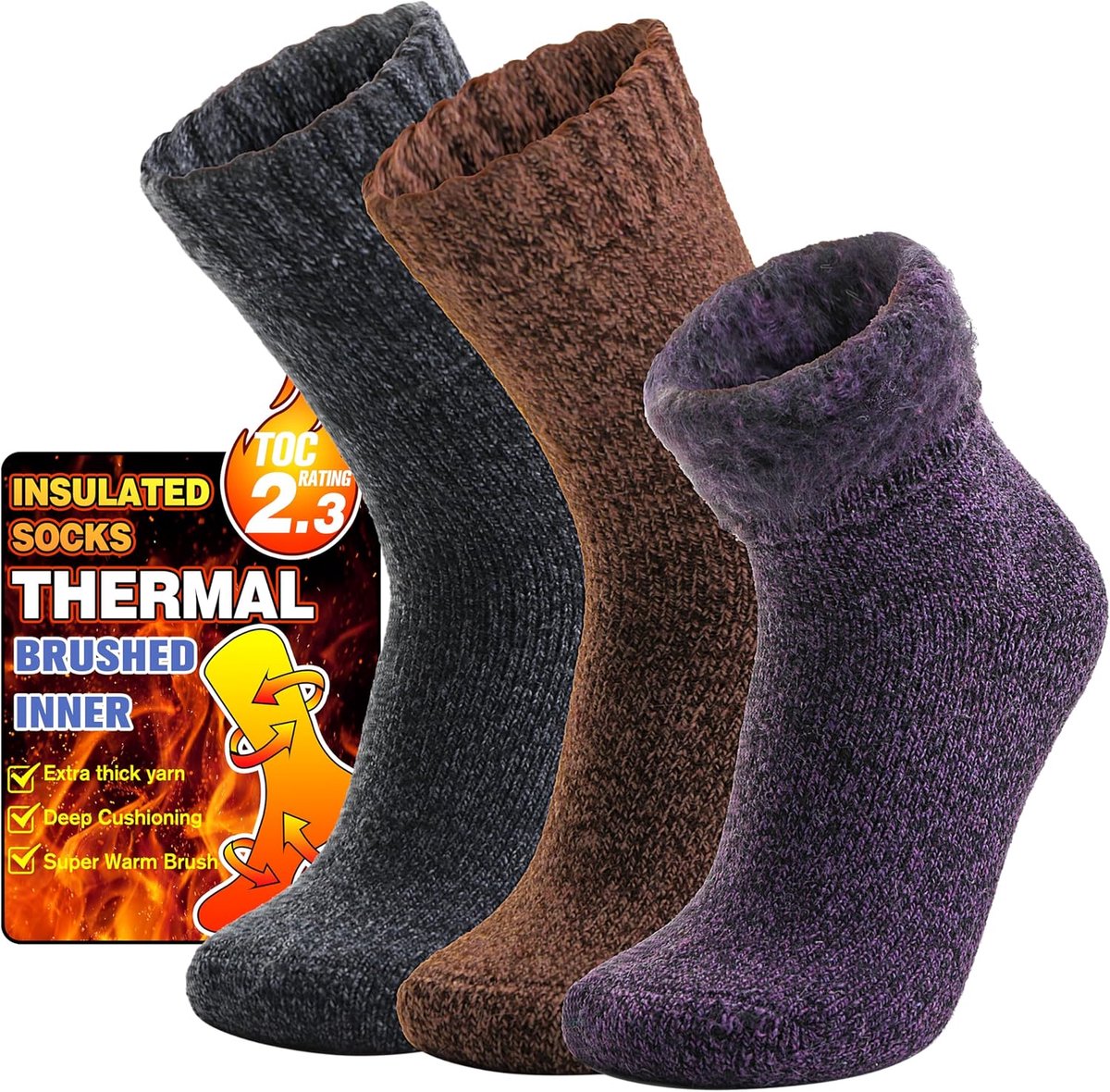 Thermosokken voor Dames en Heren 3 Paar Warme Wintersokken Dikke Kuschelsokken Ademend Skisokken Werk Sokken