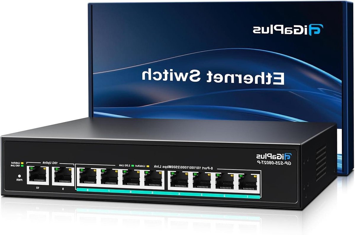 Netwerk Switch - Ethernet Hub - Snelle Dataoverdracht - 10 Poorten 10Gb - 80Gbps Capaciteit - Zilver