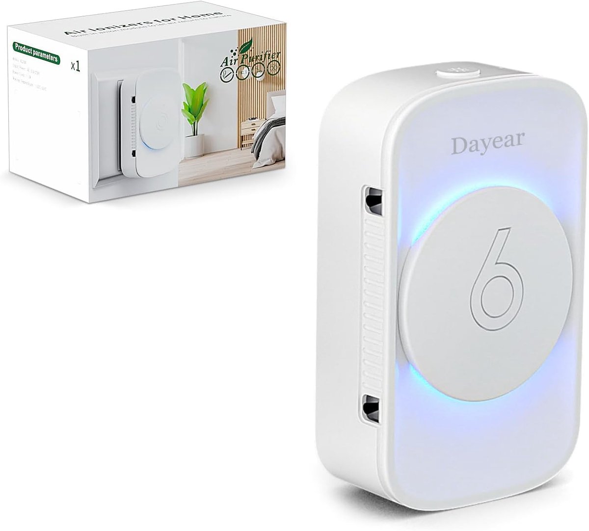 SnelShoppen - Luchtreiniger Plug-in, Filterloze Ionisator voor Kantoor, Kamer, Badkamer - Geurverwijdering, 3 LED Lichtmodi, Energiezuinig, 24/7 Friss