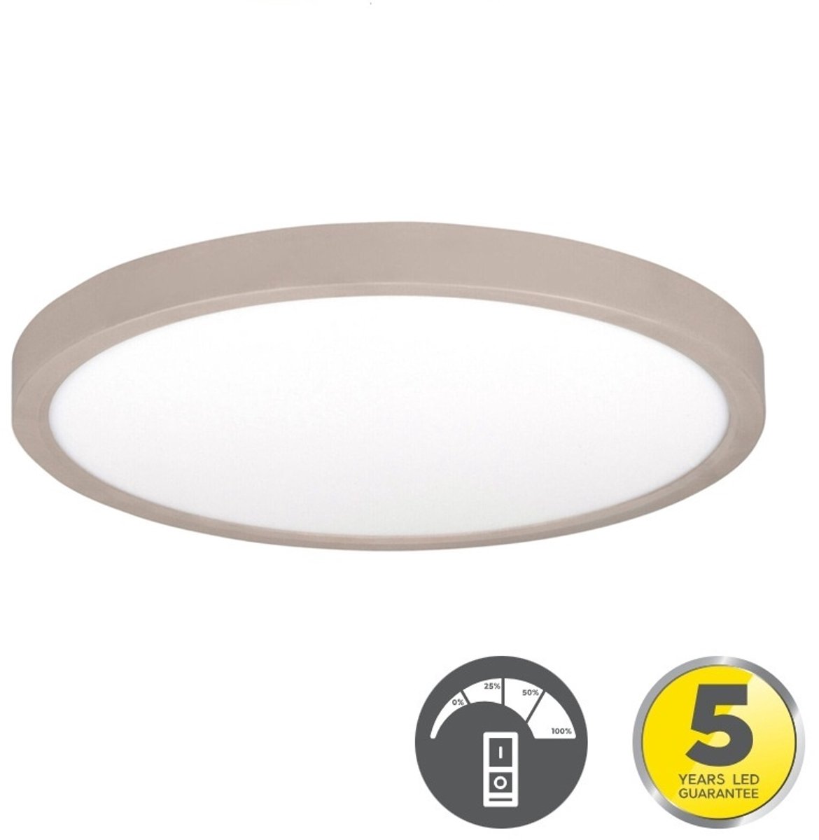 Highlight Piatto Plafondlamp Beige Ø 30,5 cm | Ultradunne LED Plafondlamp met 3-Staps Dimfunctie