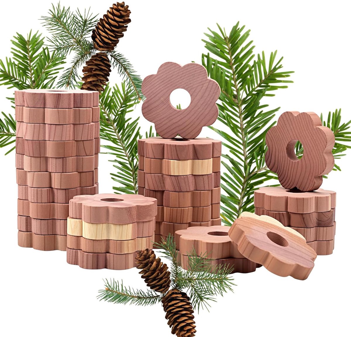 Mottenbescherming Ringen, 30 stuks Cederhout Mottenbescherming, Mottenbescherming voor de kledingkast, Natuurlijke kledingkast geur, Mottenbescherming in de kledingkast tegen