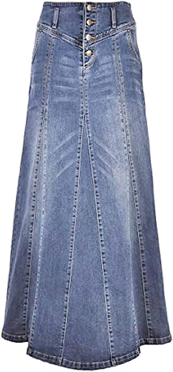 ebossy Dames Mid Rise Distressed Maxi Denim Rok Ruffle Swing Mermaid