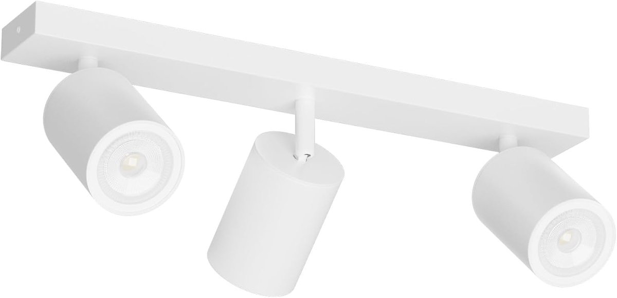 Plafondlamp, 3 spots, GU10, plafondspot, wit, draaibaar, modern, plafondlamp, metalen plafondverlichting voor keuken, slaapkamer, woonkamer, hal, 39 cm, lamp niet inbegrepen