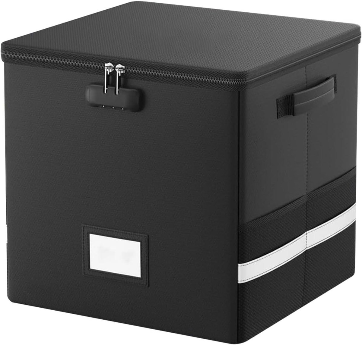 Platenkrat - Opbergkrat Media - Platen Opslaan - Brandwerend Waterdicht - 35.7 x 32.3 x 7.3 cm - Zwart