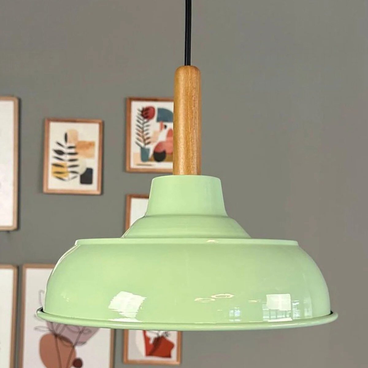 Bamyum Veluna hanglamp, industriële Modern stijl, Ø26 cm, groen metalen lamp